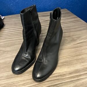 COLIN STUART BLACK LEATHER ANKLE BOOTS 7.5